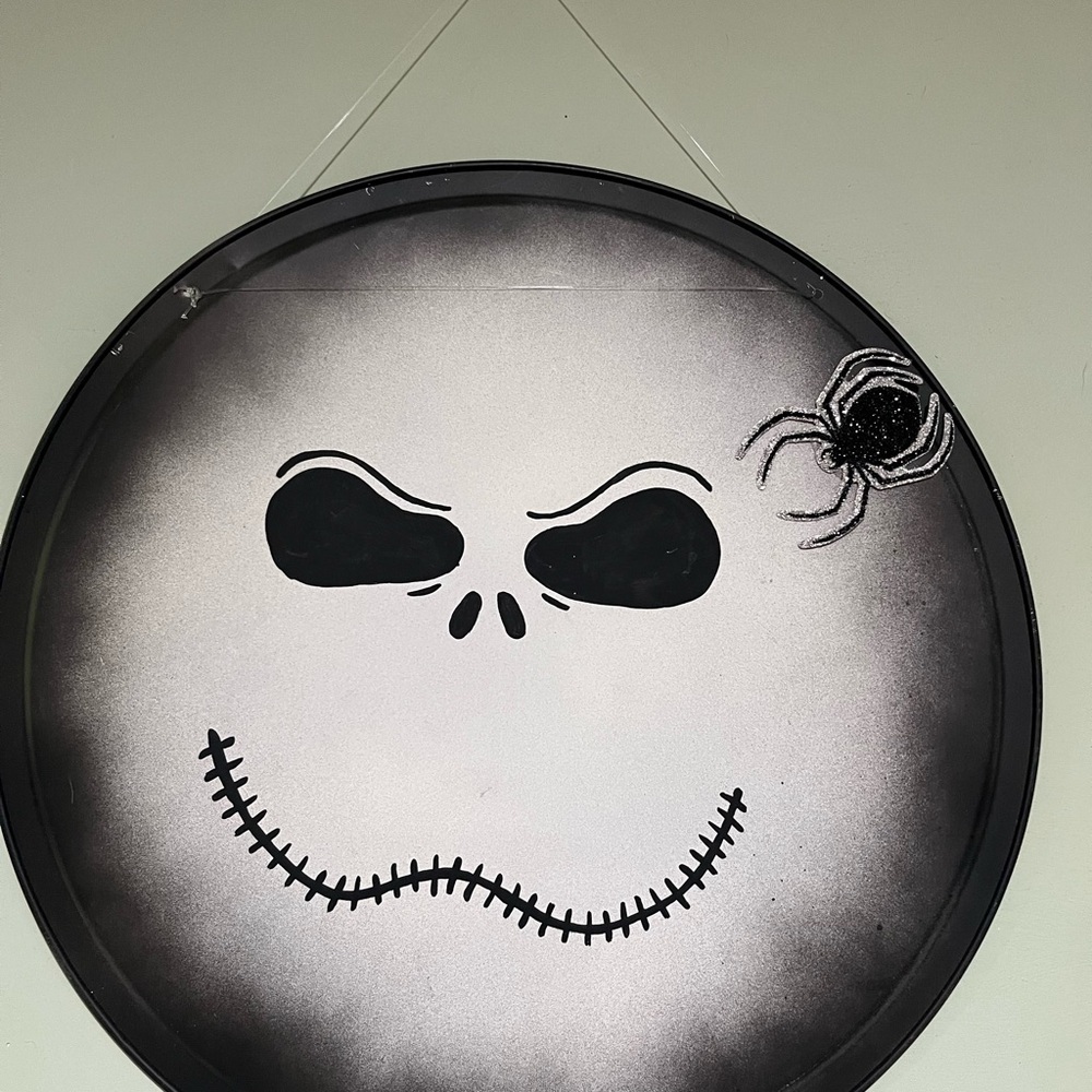 Homemade Jack Skeleton face Black and Gray Halloween Wall Decor
